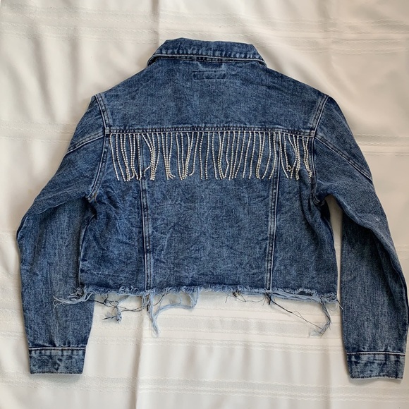 Thrill Denim Rhinestone Tassel Jacket - Picture 2 of 4